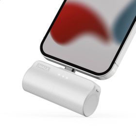 Local US Stock Unique Mini Power Bank 3350mAh Fast Charging Lipstick Size Phone Portable Charger With Built-in Type C Plug (Color: White)